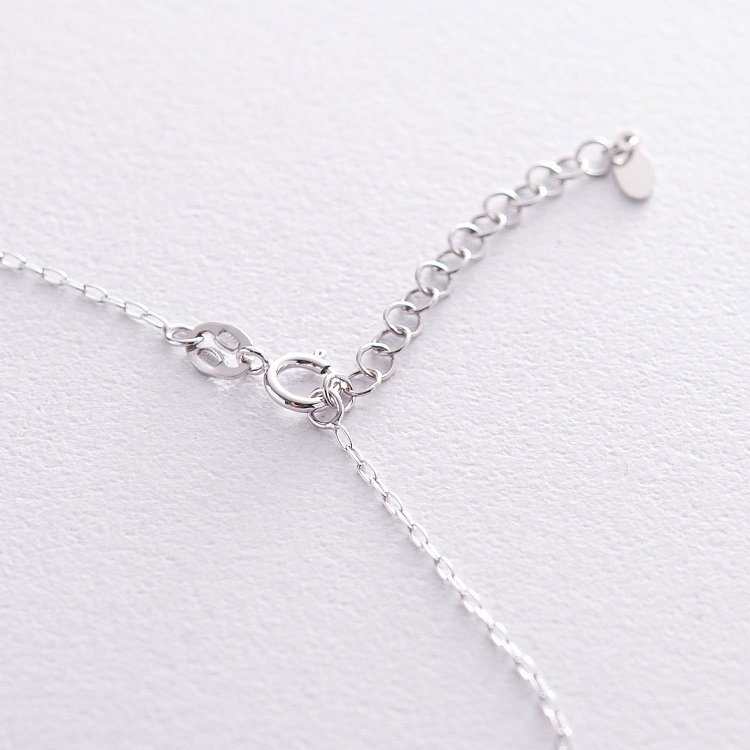 Серебряное колье с одним фианитом 181017 от ювелирного магазина Оникс - 4