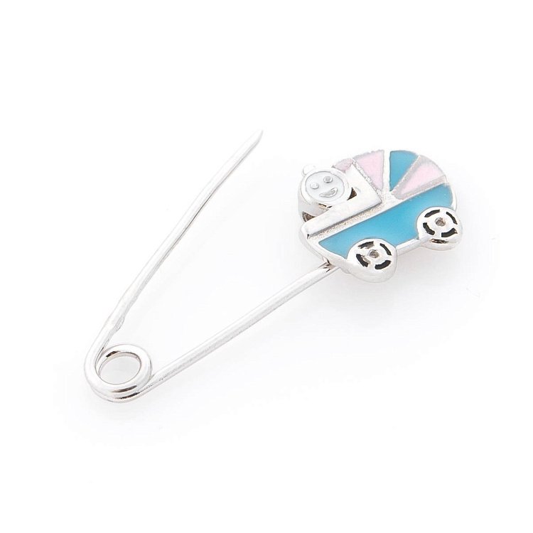 Серебряная булавка "Коляска" с эмалью 21032 от ювелирного магазина Оникс - 1