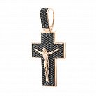 Золотой крест с черными камнями 270046 от ювелирного магазина Оникс