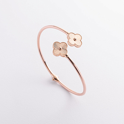 Жорсткий браслет "Конюшина" в червоному золоті б05667