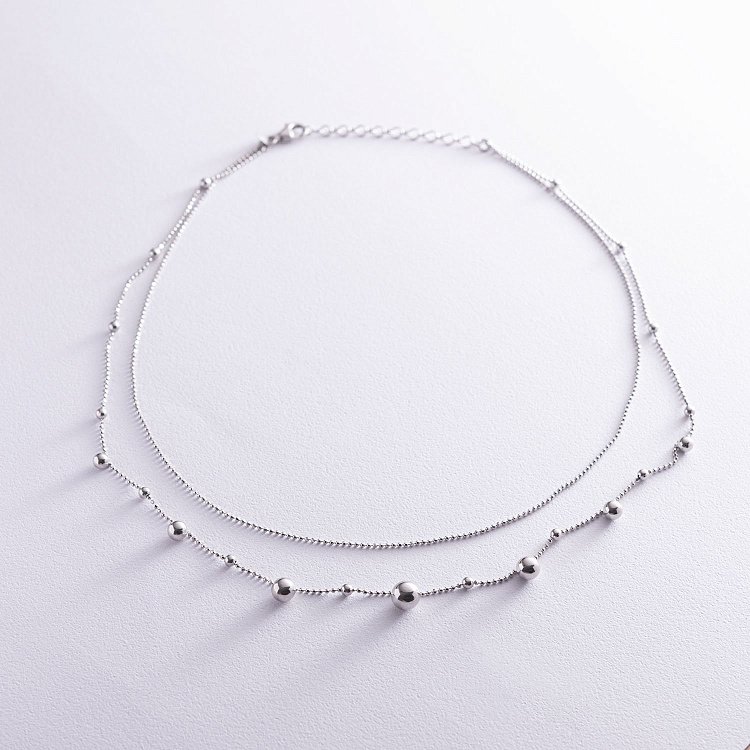 Двойное серебряное колье "Шарики" 181083 от ювелирного магазина Оникс