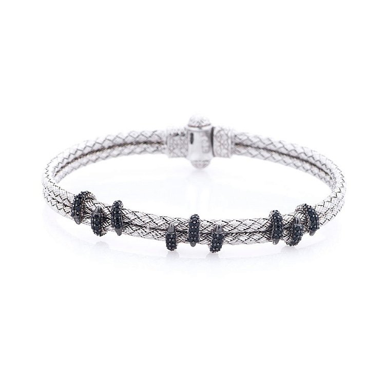 Серебряный браслет с черными фианитами 141002 от ювелирного магазина Оникс - 1