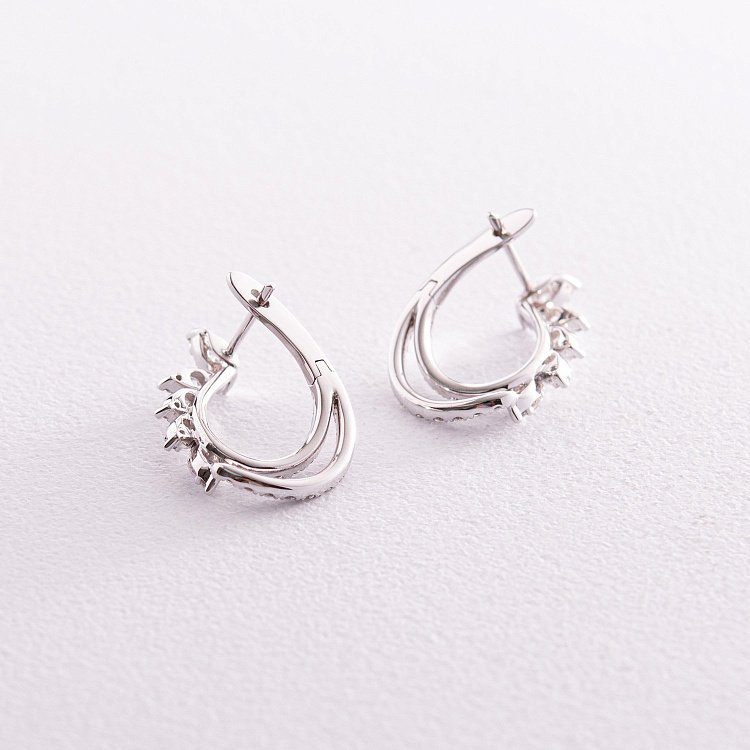 Золоті сережки "Крапельки" з діамантами сб0412cha від ювелірного магазину Онікс - 5