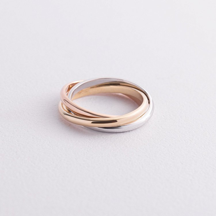 Кольцо из трех цветов золота к06703 от ювелирного магазина Оникс