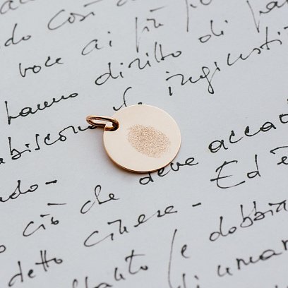 Кулон для гравировки в красном золоте "Отпечаток любви" (17 мм) п03611о №6