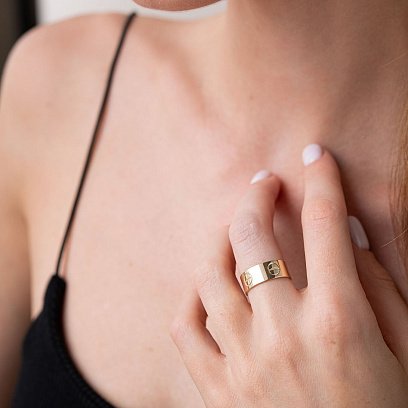 Кольцо "Love" в желтом золоте к04711 №4