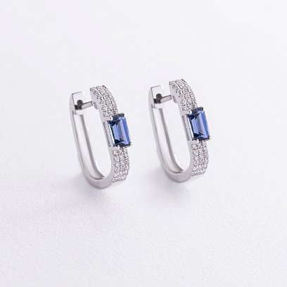 Золотые серьги с бриллиантами и сапфирами сб0565sm