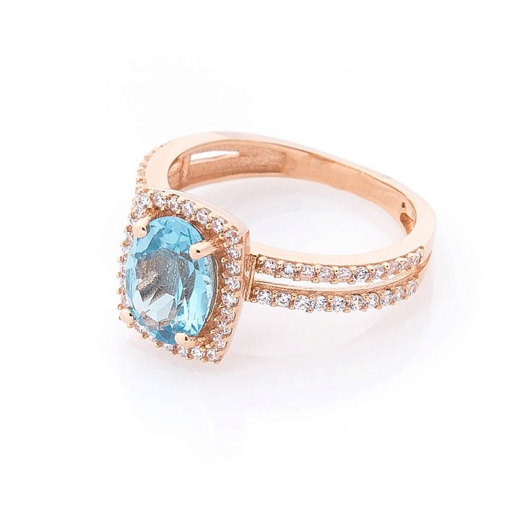 Золотые серьги с голубым топазом и фианитами с04186 от ювелирного магазина Оникс - 2