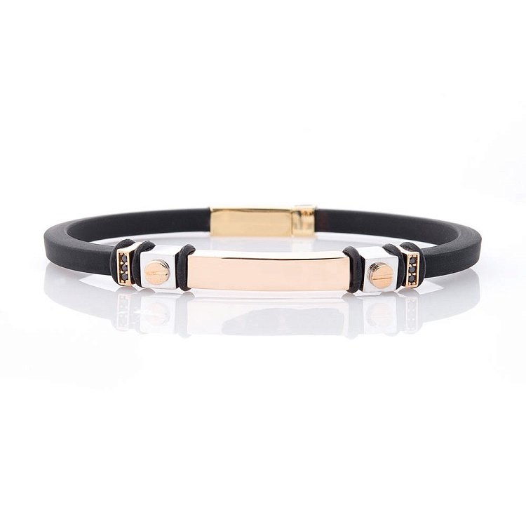 Каучуковий браслет із золотою застібкою (фіаніт) б03875 від ювелірного магазину Онікс - 1