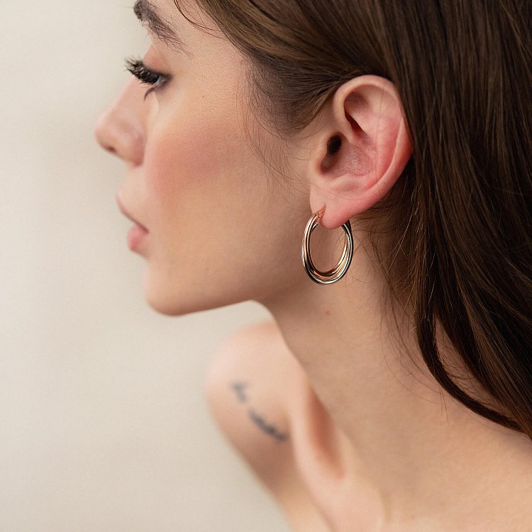 Серьги "Сплетение" (красное и белое золото) с08079 от ювелирного магазина Оникс - 2