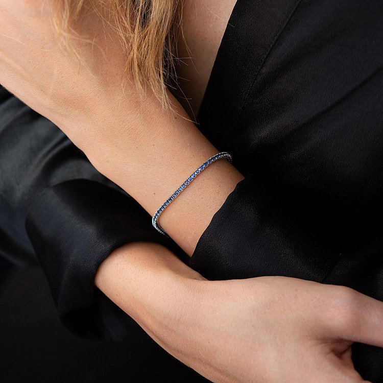 Браслет Теніс у білому золоті з сапфірами 518801529 від ювелірного магазину Онікс - 1