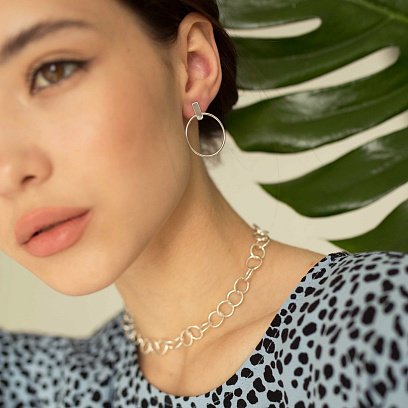 Серебряные серьги - пусеты "Уверенность" 122765 №3