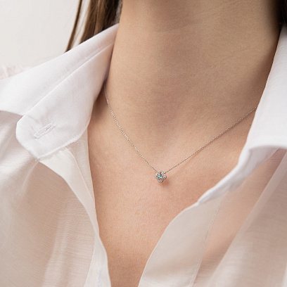 Золоте кольє "Конюшина" (діаманти, блакитний топаз) колб0168ca №4