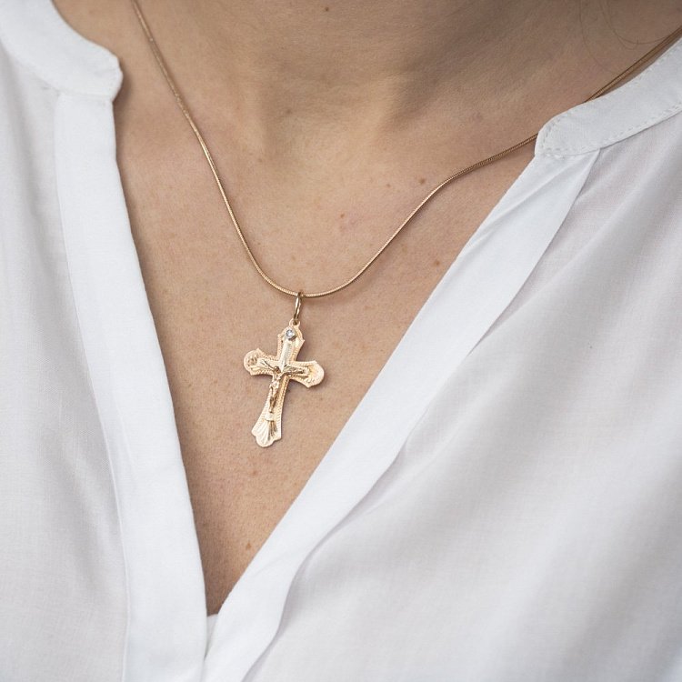 Золотий православний хрестик п02335 від ювелірного магазину Онікс - 1