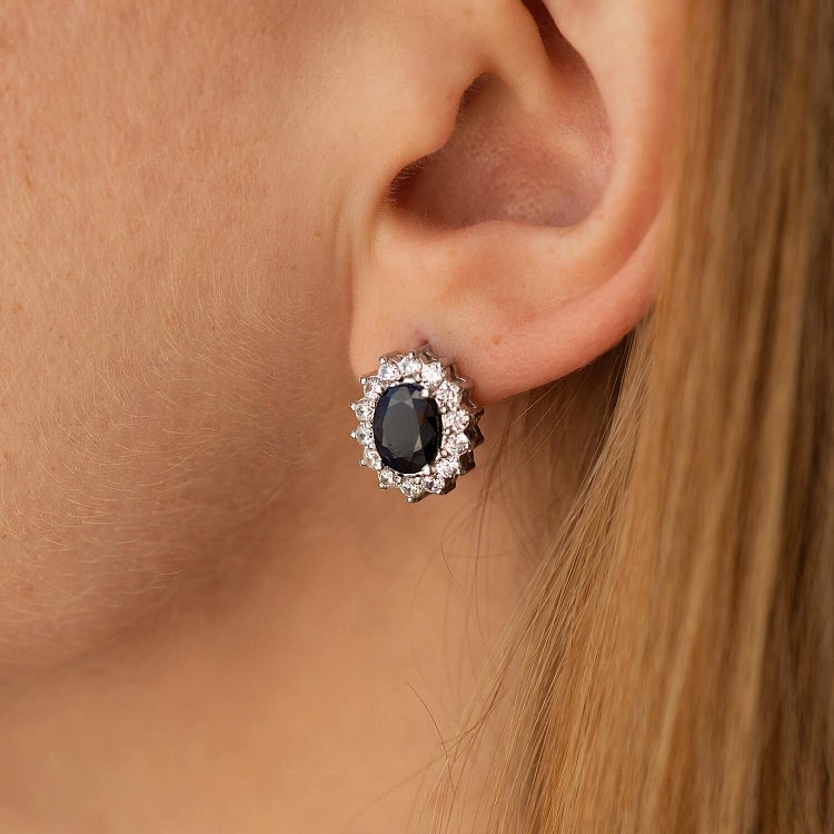 Серебряные серьги с сапфирами и фианитами GS-02-012-3110 от ювелирного магазина Оникс - 3