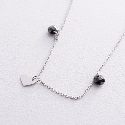 Золотий браслет "Сердечка і монетки" (фіаніти) на ногу б04901 №4