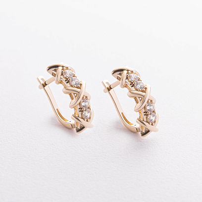 Сережки "Rosie" з фіанітами (жовте золото) с08989
