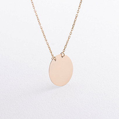 Кольє "Монетка" у жовтому золоті (можливе гравіювання) кол02458