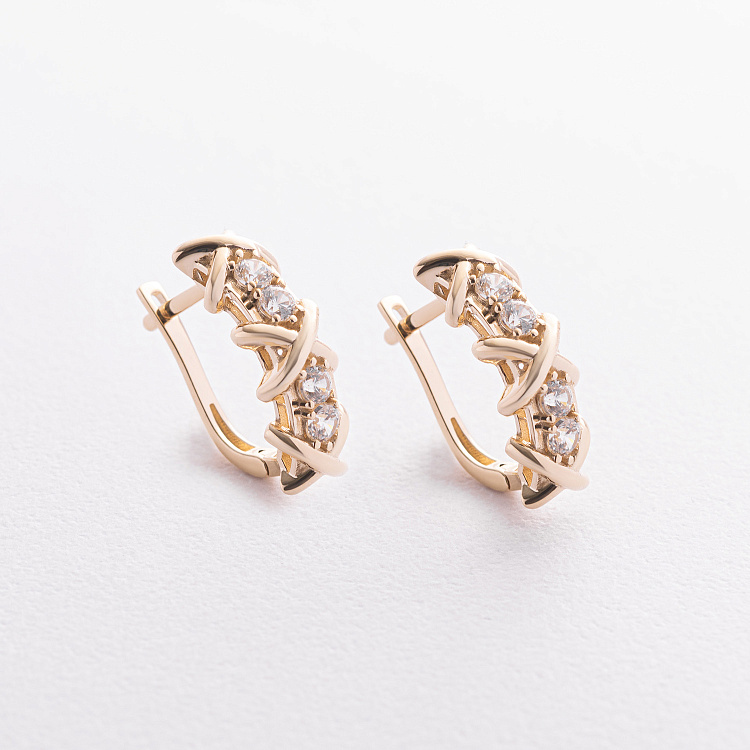 Сережки "Rosie" з фіанітами (жовте золото) с08989 від ювелірного магазину Онікс