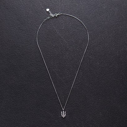 Колье "Герб Украины - Тризуб" в белом золоте (маленький) кол02331 №3