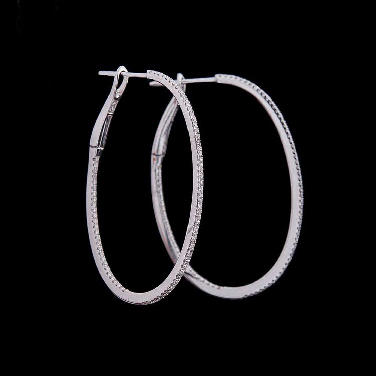 Золотые серьги "Кольца" с бриллиантами dgmp00508 от ювелирного магазина Оникс - 3