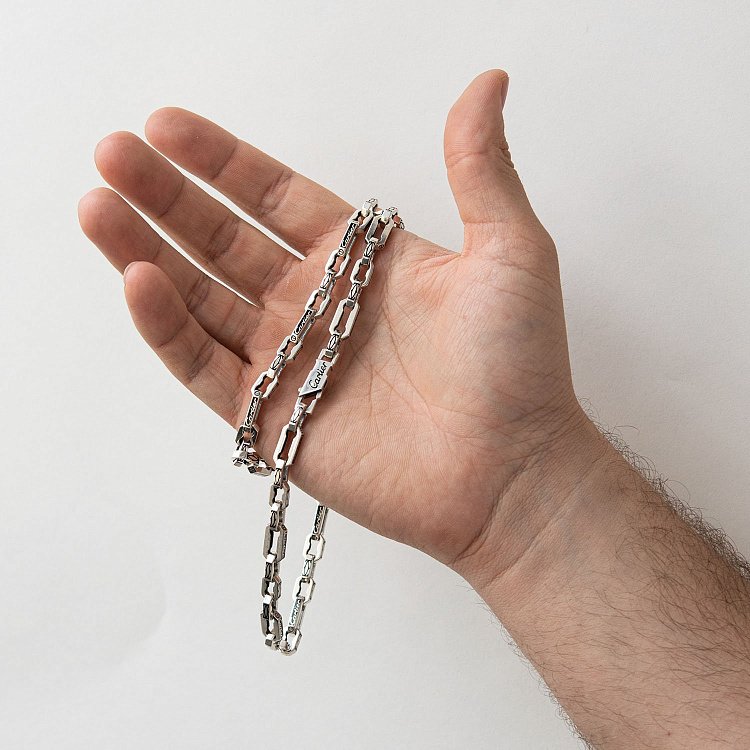 Мужская серебряная цепочка (эмаль) Ц0041ч/1ч от ювелирного магазина Оникс - 1