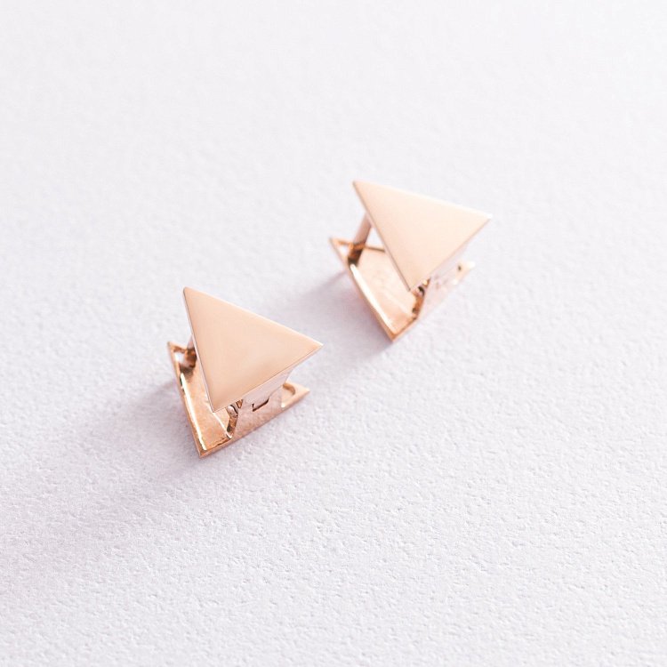 Сережки "Трикутники" (червоне золото) с07737 від ювелірного магазину Онікс - 6