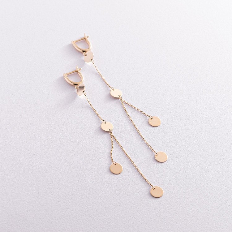 Серьги "Монетки" в желтом золоте с07644 от ювелирного магазина Оникс