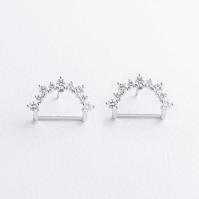 Серьги - пусеты в белом золоте (бриллианты) сб0714sm №2