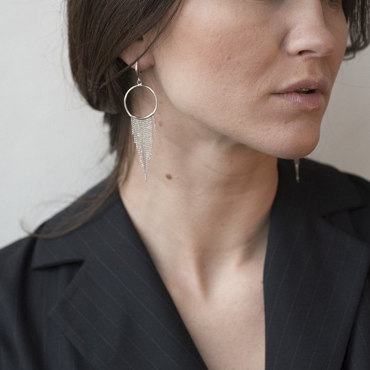 Серебряные серьги на английской застежке 122122 от ювелирного магазина Оникс - 7