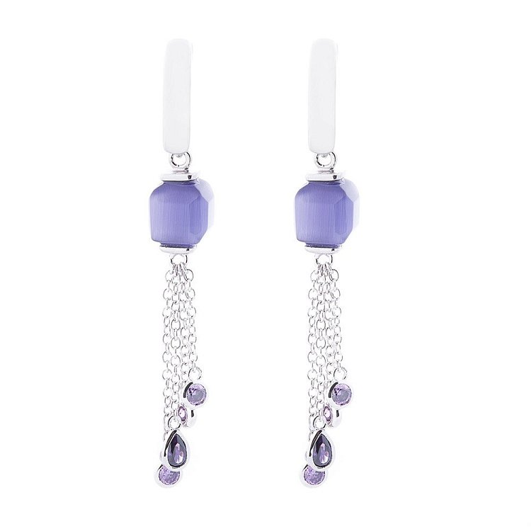 Срібні сережки (ім. улексит, фіаніт) 122427 від ювелірного магазину Онікс - 1