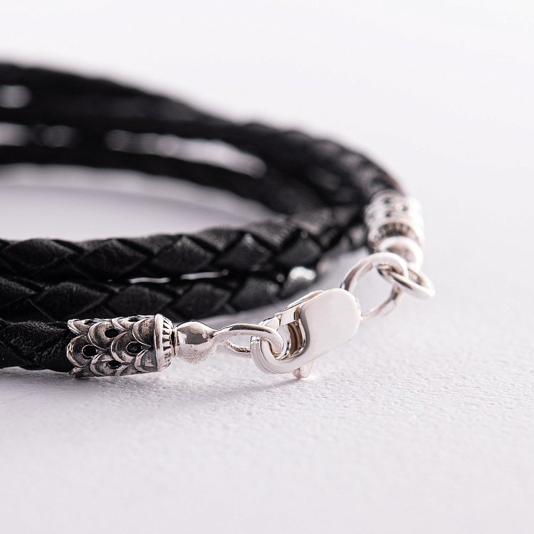 Шкіряний шнурок зі срібною застібкою (3 мм) 18009 від ювелірного магазину Онікс - 1