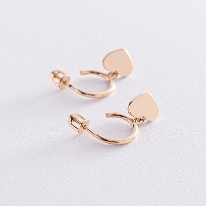 Золоті сережки - пусети "Сердечка" с07393 №3