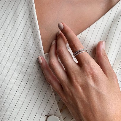 Золотое кольцо Сердечки с бриллиантами кб0306lg №3