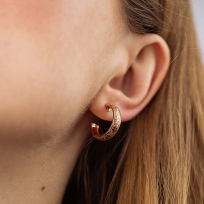 Золотые серьги - пусеты "Вишиванки" 338731300 №4