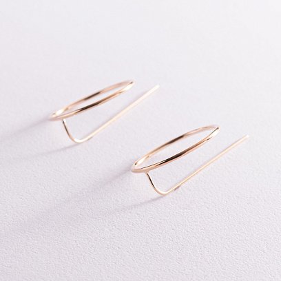 Сережки "Геометрія" у жовтому золоті с07794 №5