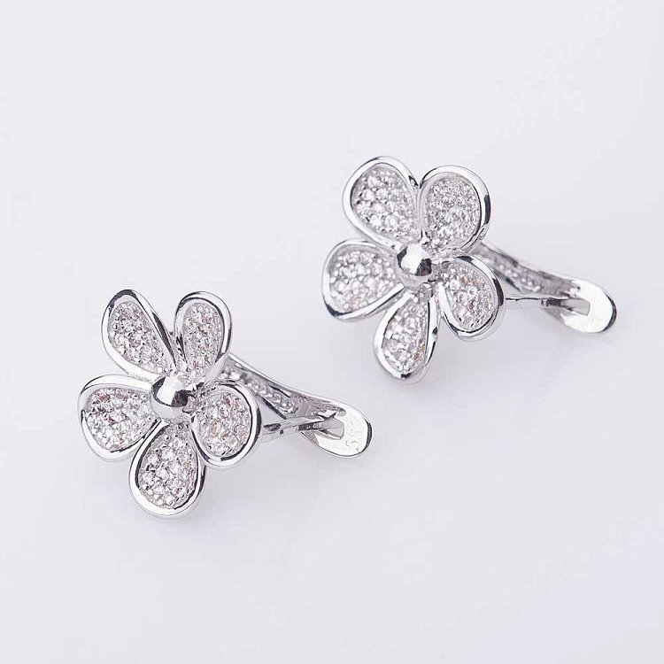 Золоті сережки "Квіточка" з фіанітами с03129 від ювелірного магазину Онікс - 3