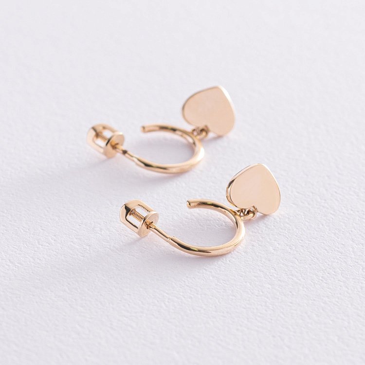 Золоті сережки - пусети "Сердечка" с07393 від ювелірного магазину Онікс - 2