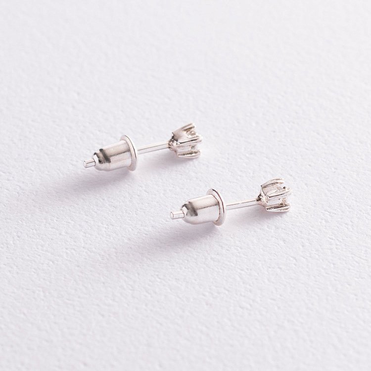 Срібні сережки - пусети з фіанітами 12985 від ювелірного магазину Онікс - 2