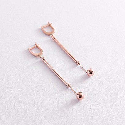 Золотые серьги "Шарики" на цепочке с07828 №2