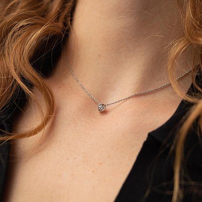 Золотое колье с одним камнем (бриллиант) колб0082са №6