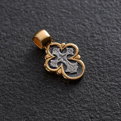 Срібний дитячий хрестик "Так Воскресне Бог" з позолотою 13692 №2