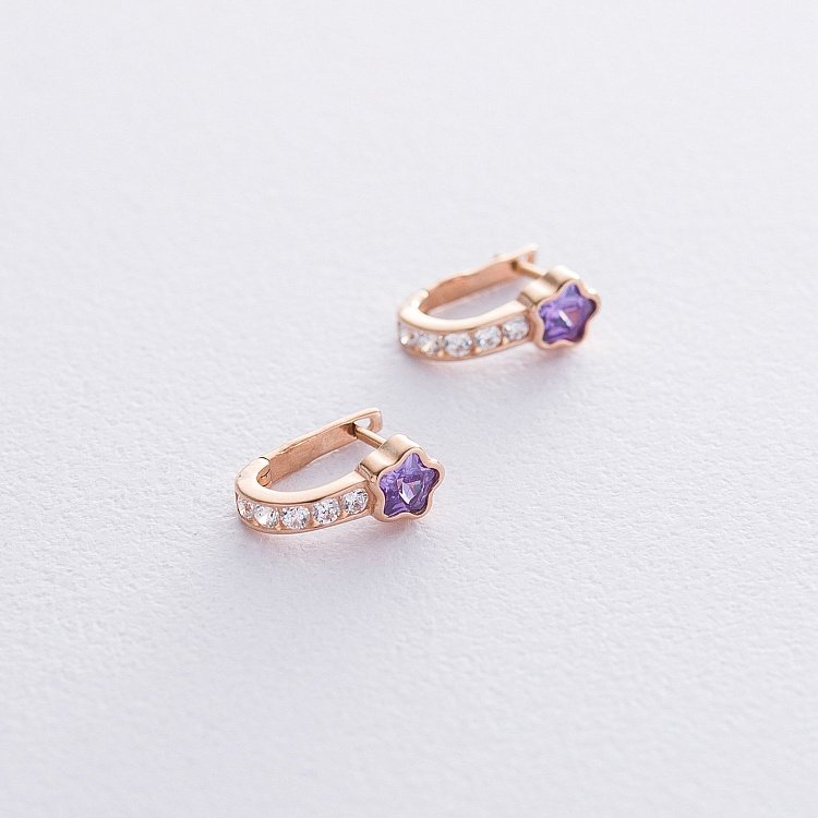 Детские золотые серьги "Звездочки" с05985 от ювелирного магазина Оникс