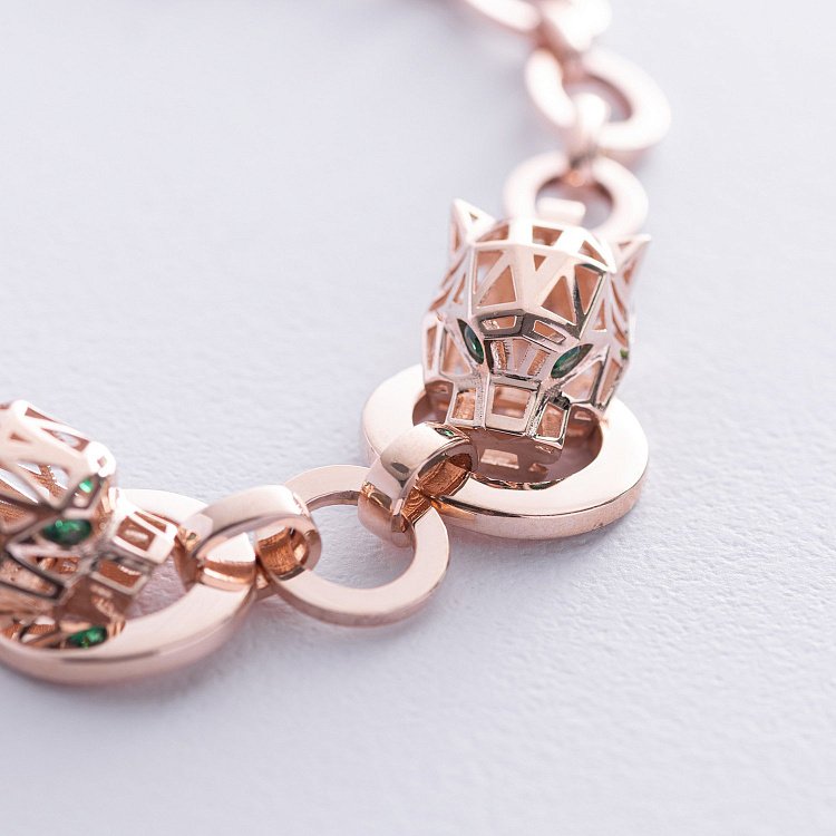 Браслет "Пантера" в красном золоте (фианиты) б05310 от ювелирного магазина Оникс - 2