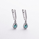 Срібні сережки (фіаніти, кварц) 2635/1р-QGR от ювелирного магазина Оникс