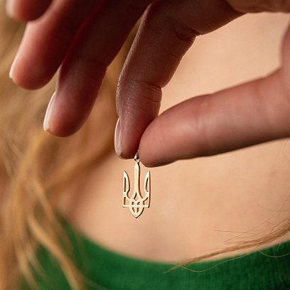 Кулон "Герб Украины - Тризуб" в красном золоте п03743 №2