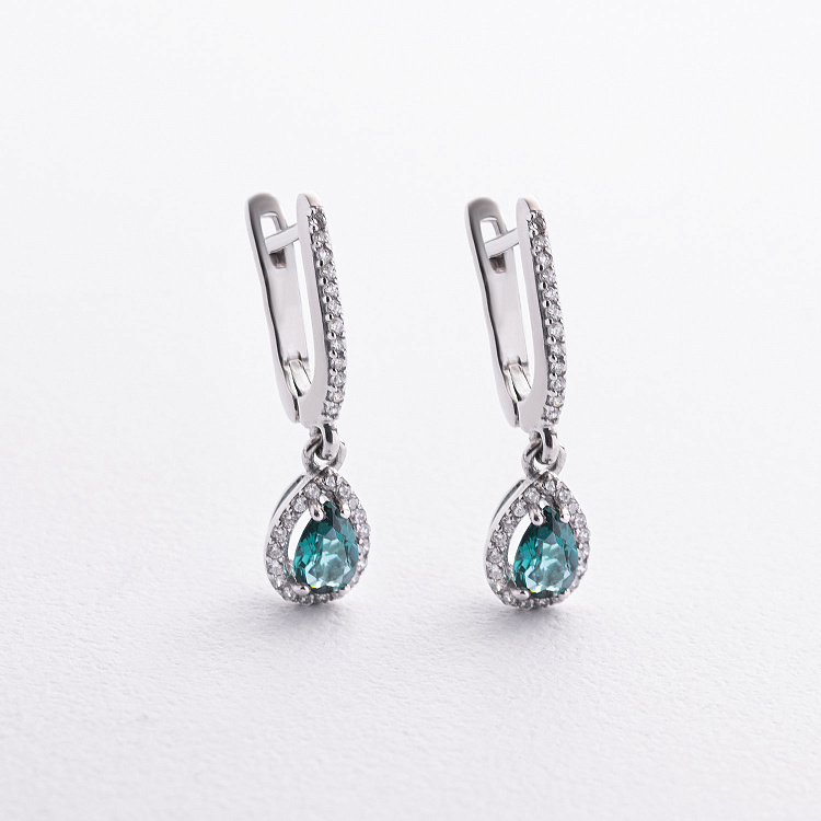 Срібні сережки (фіаніти, кварц) 2635/1р-QGR від ювелірного магазину Онікс