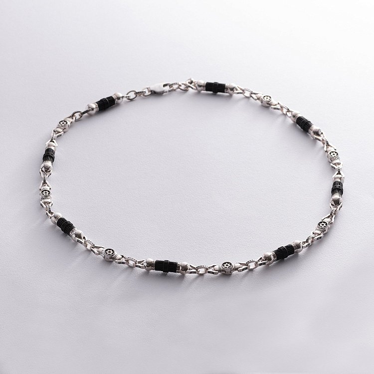 Чоловічий срібний ланцюжок "Зірка Давида" з ебеновим деревом 811 від ювелірного магазину Онікс - 2