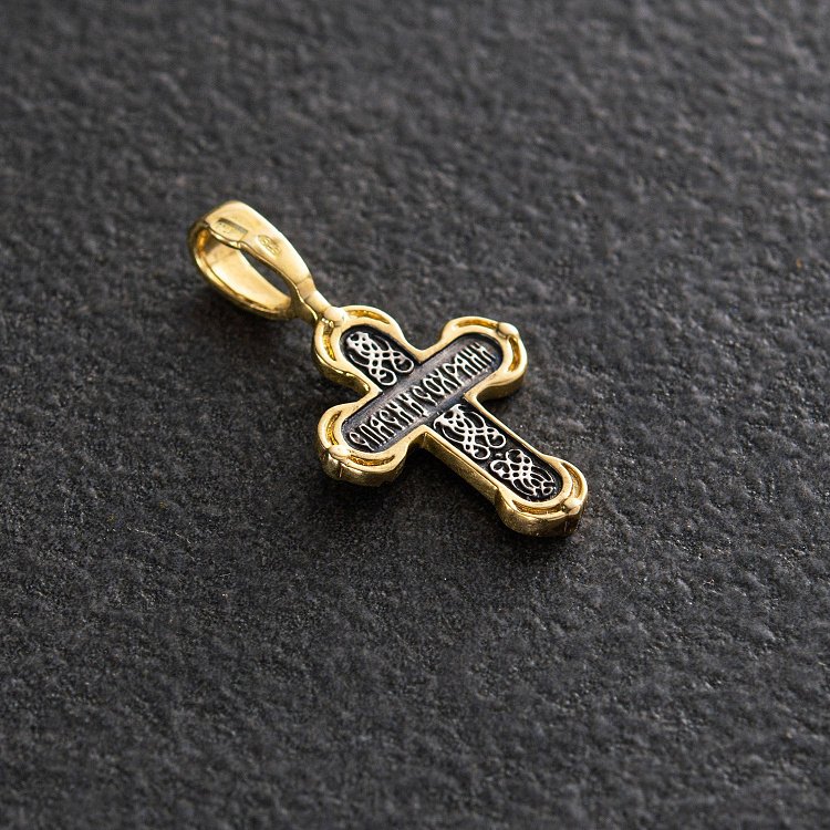 Серебряный крест "Распятие" с позолотой 132349 от ювелирного магазина Оникс - 2