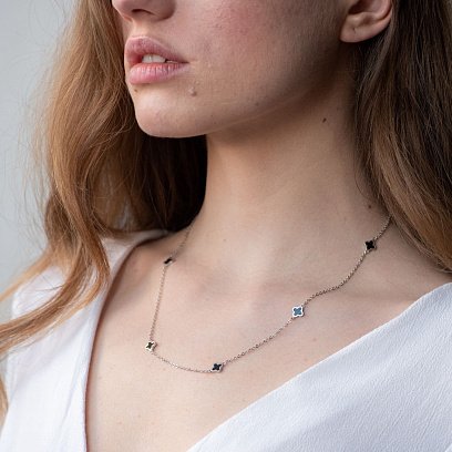 Срібне кольє "Конюшина" (емаль) 181011 №2